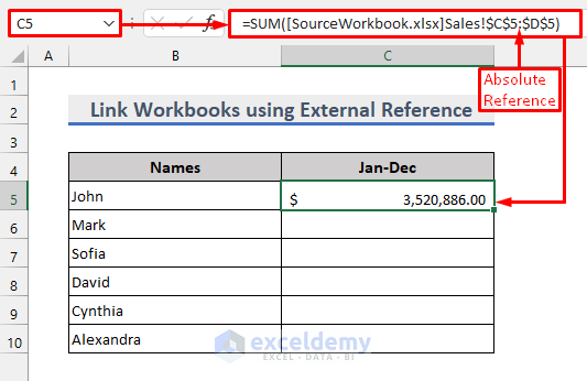 two workbooks linked