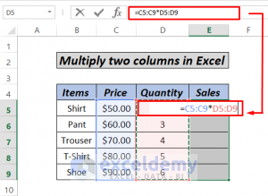 multiply columns with array
