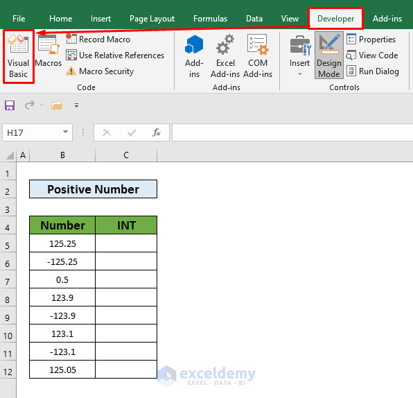 Find Out the Positive Number by Using the VBA Int Function in Excel