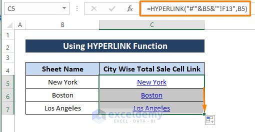 Applying hyperlink formula
