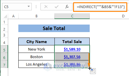 Fill handle-How to Link Sheets in Excel to a Master Sheet