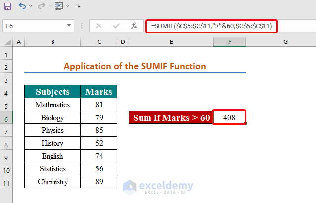  Use the SUMIF Function to Apply ‘If Greater Than’