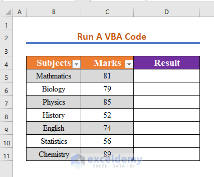 Run A VBA Code