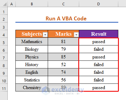 Run A VBA Code