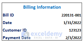Input Billing Info in Format