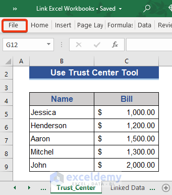 Automatic Update Using Trust Center Tool in Excel