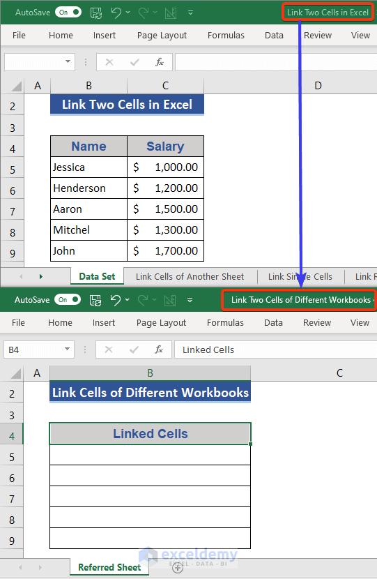 Link Two Cells of Different Workbooks
