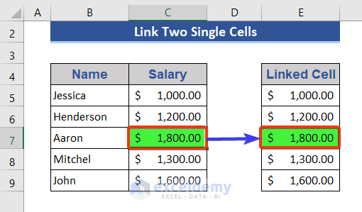 Link Two Cells within a Sheet