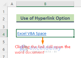 Use Hyperlink Option to Link Word Document to Excel