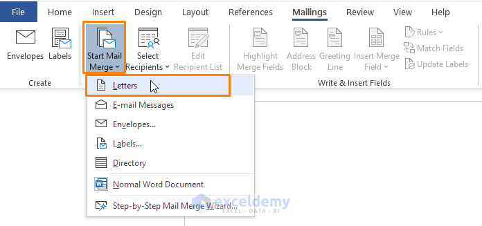 Mail Merge-Creating a Mailing List in Excel
