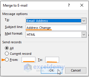 Finish and merge options-Creating a Mailing List in Excel