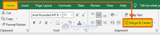 Apply the Merge & Center Command to Merge Cells in Excel Table