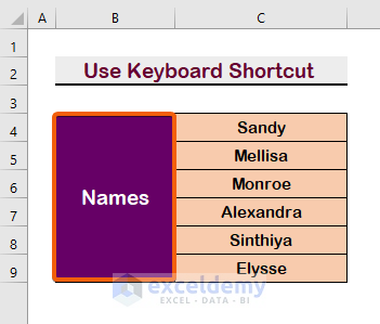 Use Keyboard Shortcut to Merge Cells in Excel Table