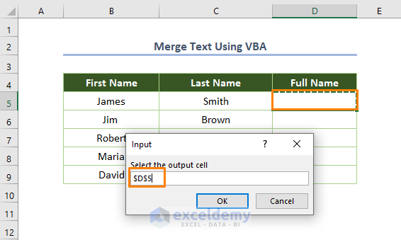 Merge Text Using VBA