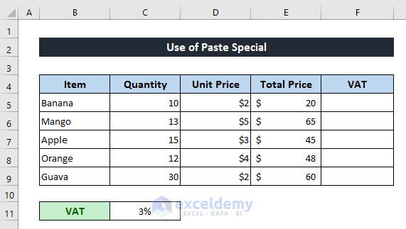 Paste Special to Multiply in Excel