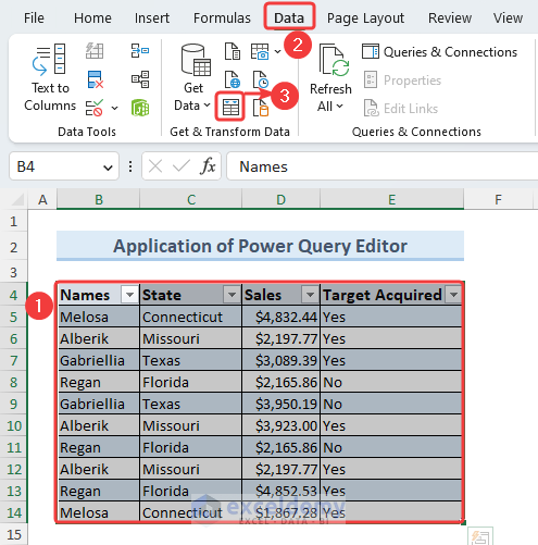Opening Power Query Editor with the table