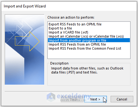 Import and export wizard-Creating a Mailing List in Excel