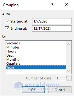 Group Dates based on Years in Pivot Table