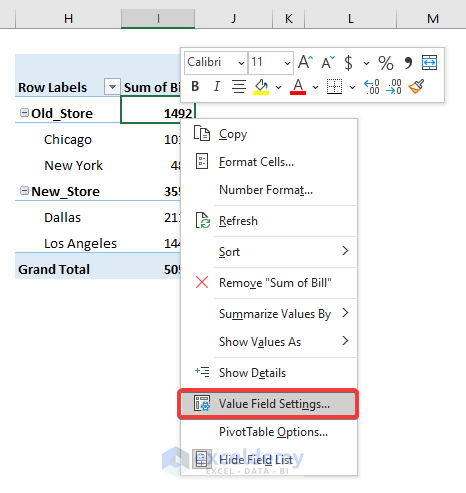Change Cell Format in Pivot Table