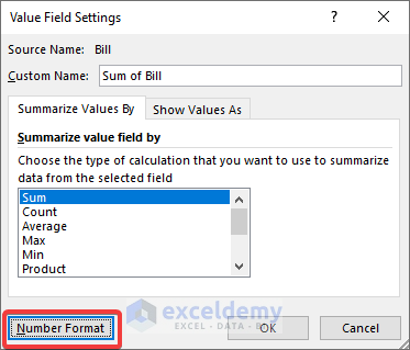 Change Cell Format in Pivot Table