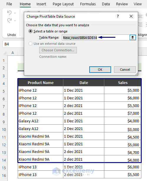 Pivot Table is Not Picking up Data If New Row Added to Source Data