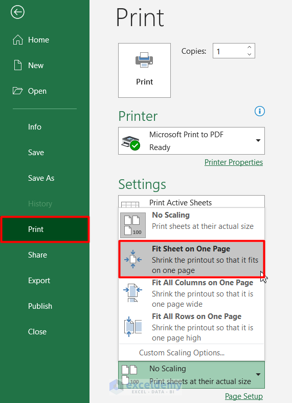 Apply Fit Sheet on One Page to Print Full Page in Excel