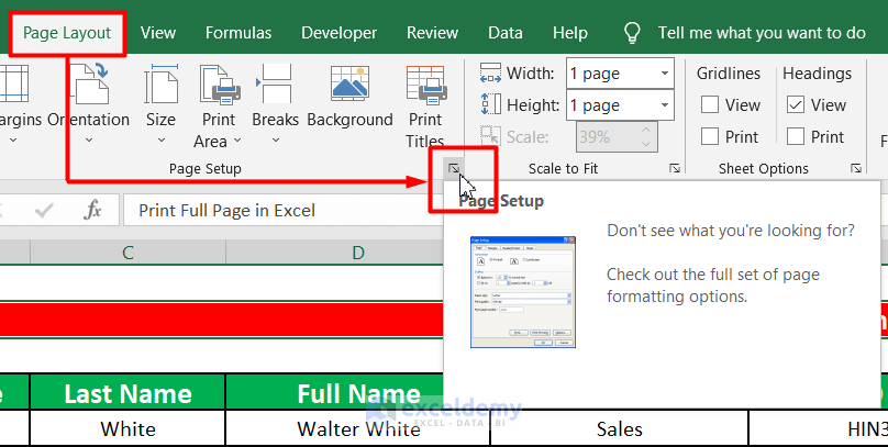 Use Custom Scaling to Print Full Page in Excel