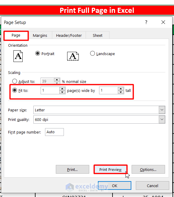 Use Custom Scaling to Print Full Page in Excel