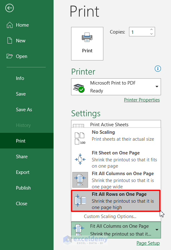 Fit and Print All Columns or All Rows on One Page