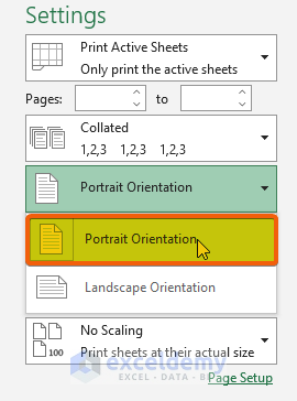 Set Printing Orientation by Print Preview in Excel