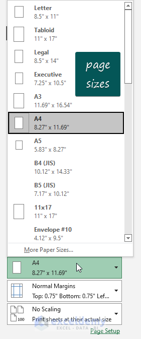 Select Page Size by Print Preview in Excel