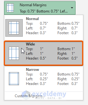 Apply Margins by Print Preview in Excel