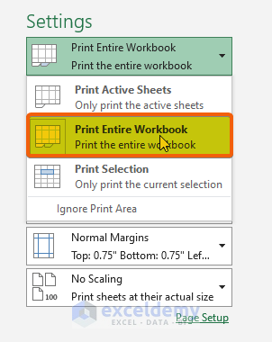 Choose Printing Area by Print Preview in Excel