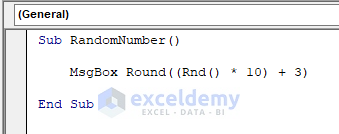 Generate Random Number Using VBA and Return the Result in the Message Box
