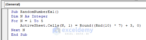 Create Random Number Using VBA and Display in Excel Worksheet