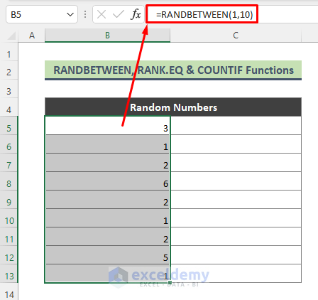 Random Number Generator without Duplicates (RANDBETWEEN, RANK.EQ & COUNTIF Functions)