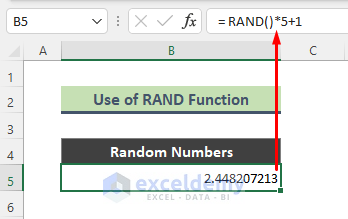 Use Excel RAND Function to Generate Number Between a Range