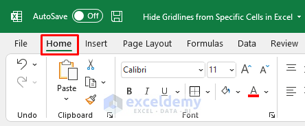 The Home Tab in Excel