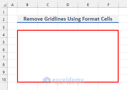 Gridlines Removed from Specific Cells Using Cell Formatting