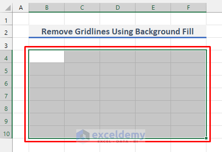 Selection of Specific Cells in Excel to Remove Gridlines from Them
