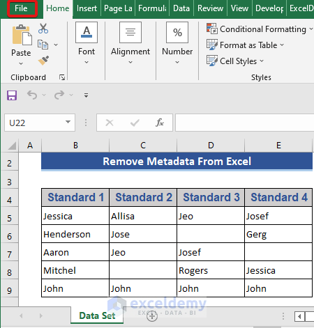 Excel Document Inspector to Extract Metadata
