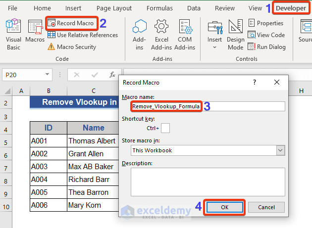VBA Macro to Remove Vlookup Formula in Excel