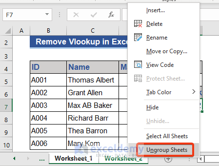 Remove Vlookup Formula from Multiple Sheet