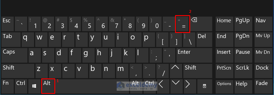2. Applying Keyboard Shortcut ‘Alt + =’ to Sum in Excel