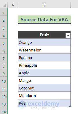 Order Drop Down List Using VBA in Excel