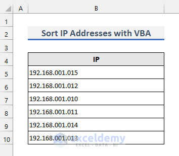 ip address filled with zeros to sort using vba