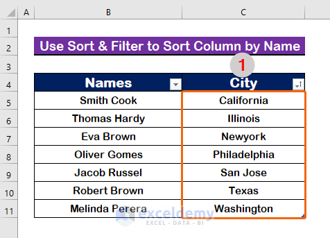 Use Sort & Filter Group to Sort by Name