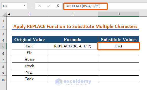 Apply the REPLACE Function to Substitute Multiple Characters
