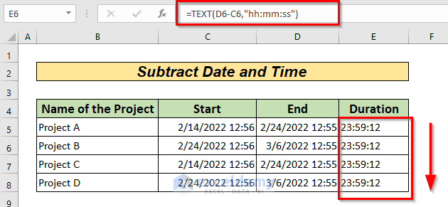 How to Subtract Date and Time in Excel