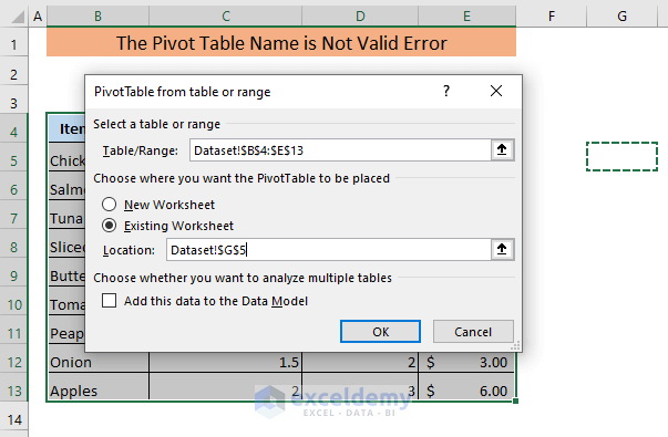 Fix] The Pivot Table Name Is Not Valid (7 Causes With Solutions)